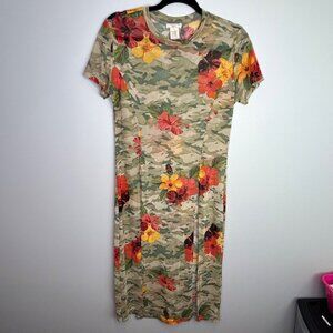 NYC sheer/mesh floral camo swim‎ cover up size large